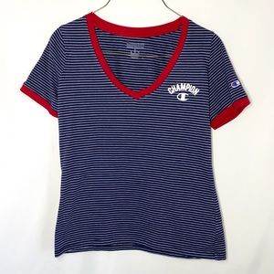 Champion Striped V-Neck T-Shirt